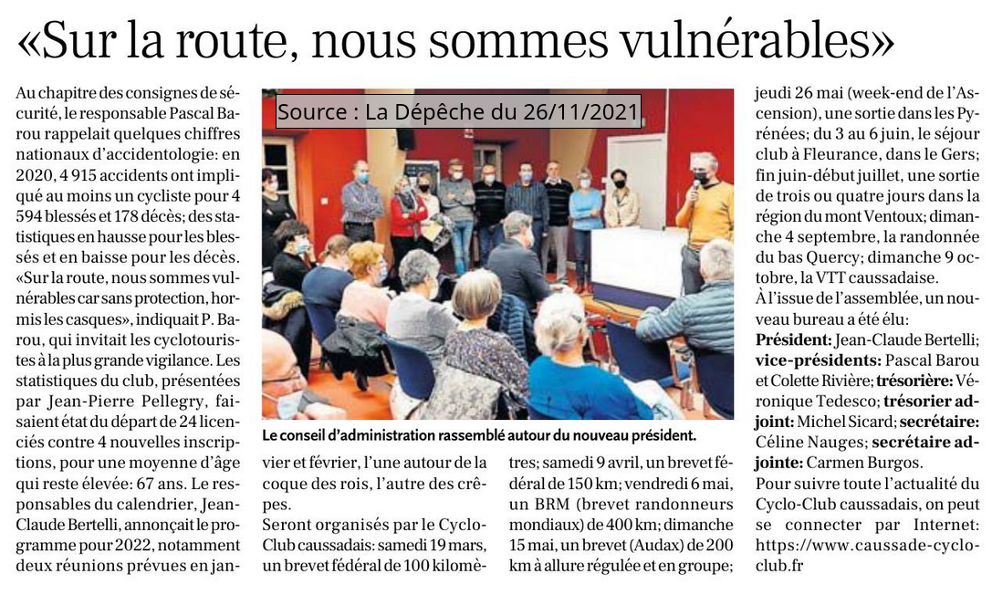 2021 11 26 Article La Depeche AG Cyclo Club Caussadais 02