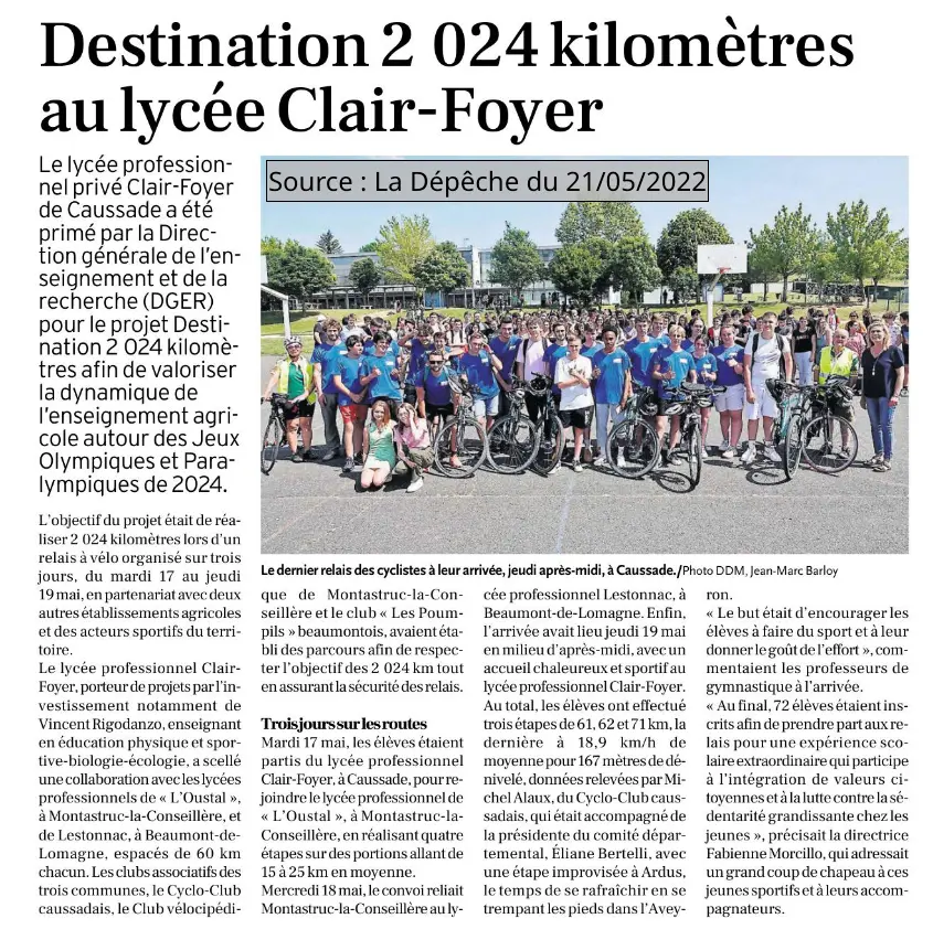 2022 05 21 article presse lycee Clair Foyer Caussade v01