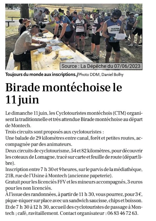 2023 06 07 article presse annonce rando CTM birade montechoise