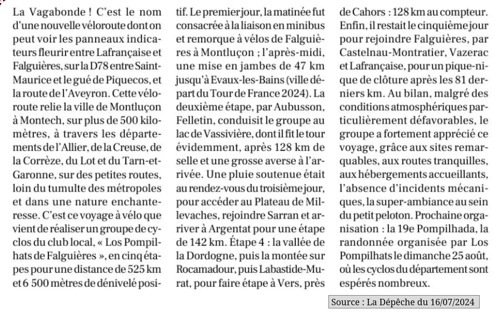2024 07 16 article presse Pompilhats Falguiere Vagabonde 02