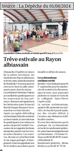 2024 08 01 article presse pause estivale rayon albiassain