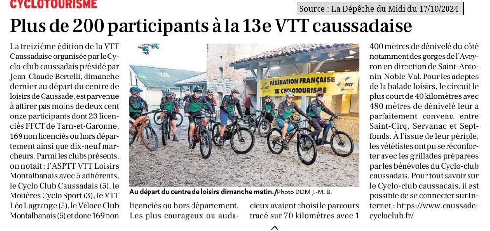 2024 10 17 article presse 13e VTT caussadaise