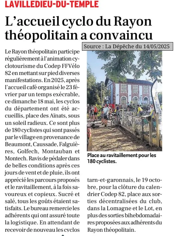 2025 05 14 Article La Depeche rando des Templiers Rayon Theopolitain