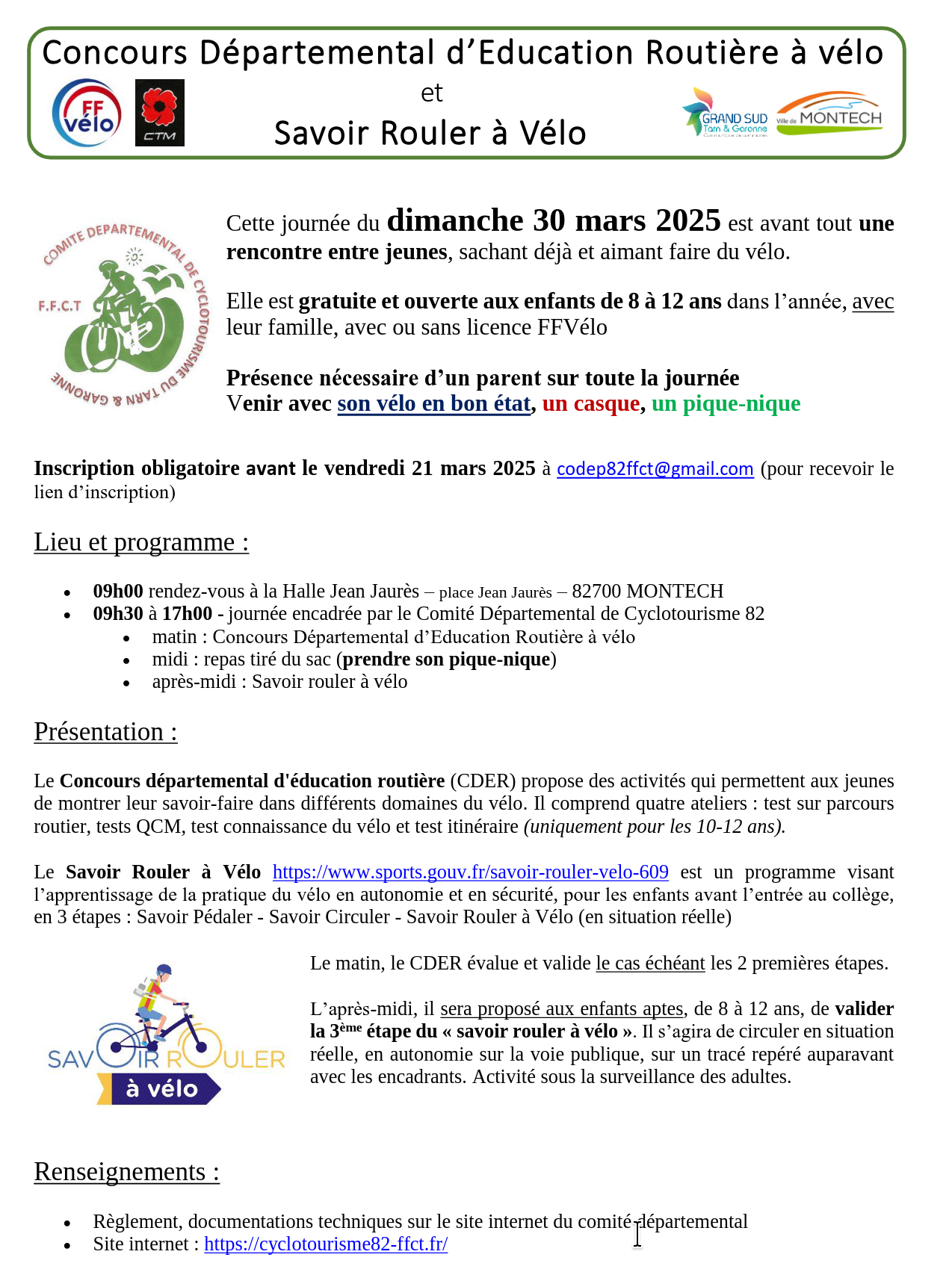 2025 02 07 Concours Departemental Education Routiere CDER details